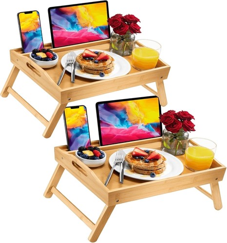 Pack bamboo bed tray with - 2,